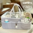 thumbnail image 3 of Lily Miles Baby Diaper Caddy Organizer for Changing Table - Unisex Baby Shower Gift - Newborn Essentials - Baby Organizer Basket (Gray/Mint, Large), 3 of 18