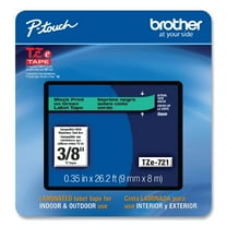 Brother P-Touch TZe Laminated Removable Label Tapes, 0.35" x 26.2 Feet, Black on Green