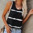 thumbnail image 2 of Zpanxa Womens Tank Tops Sling Shirts O Neck Striped Print Summer Casual Sleeveless Tank Black XXL, 2 of 6