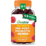 Lifeable Pre Post Probiotic Gummies for Women, 10 Billion 13 Strains, 90ct