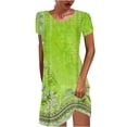 thumbnail image 1 of QIPOPIQ Robes de Fête pour Femmes Manches Courtes Tendance Col Rond Imprimé Chandail Robe d'Été Robe Offres 2023, 1 of 5