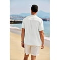 thumbnail image 3 of COOFANDY Mens Summer Henley Shirts Button Vacation Shirt Collarless Casual T-Shirts, 3 of 9