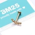 thumbnail image 4 of Implant Grade Titanium Golden Crescent Curve Beaded Ball Top Internally Threaded Labret Flat Back Stud, 4 of 4