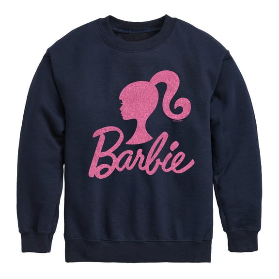 Barbie - Barbie Logo Pink Glitter Graphic Long Sleeve Fleece Sweatshirt