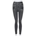 thumbnail image 4 of Women's Pull-On Skinny Faux Denim Leggings High Waisted Stretch Jeggings Comfy Wash Pants Classic Tummy Control Gray, 4 of 6