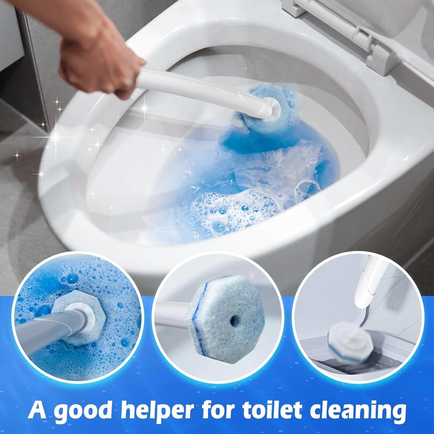 60Pcs Toilet Bowl Wand Refills Compatible with Clorox, Disposable Toilet Brush Bowl Cleaning Wand Heads
