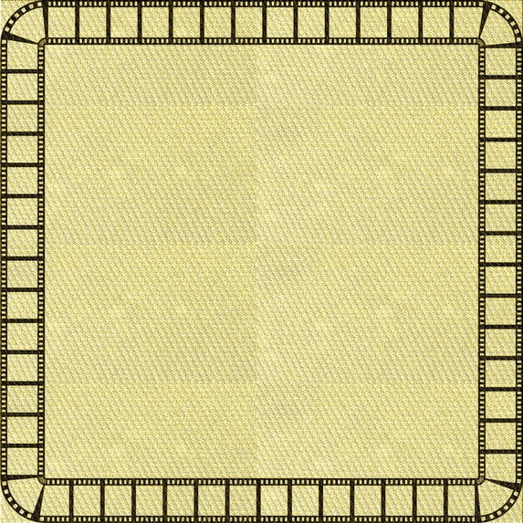 Ahgly Company Machine Washable Indoor Square Transitional Sun Yellow Area Rugs, 5' Square