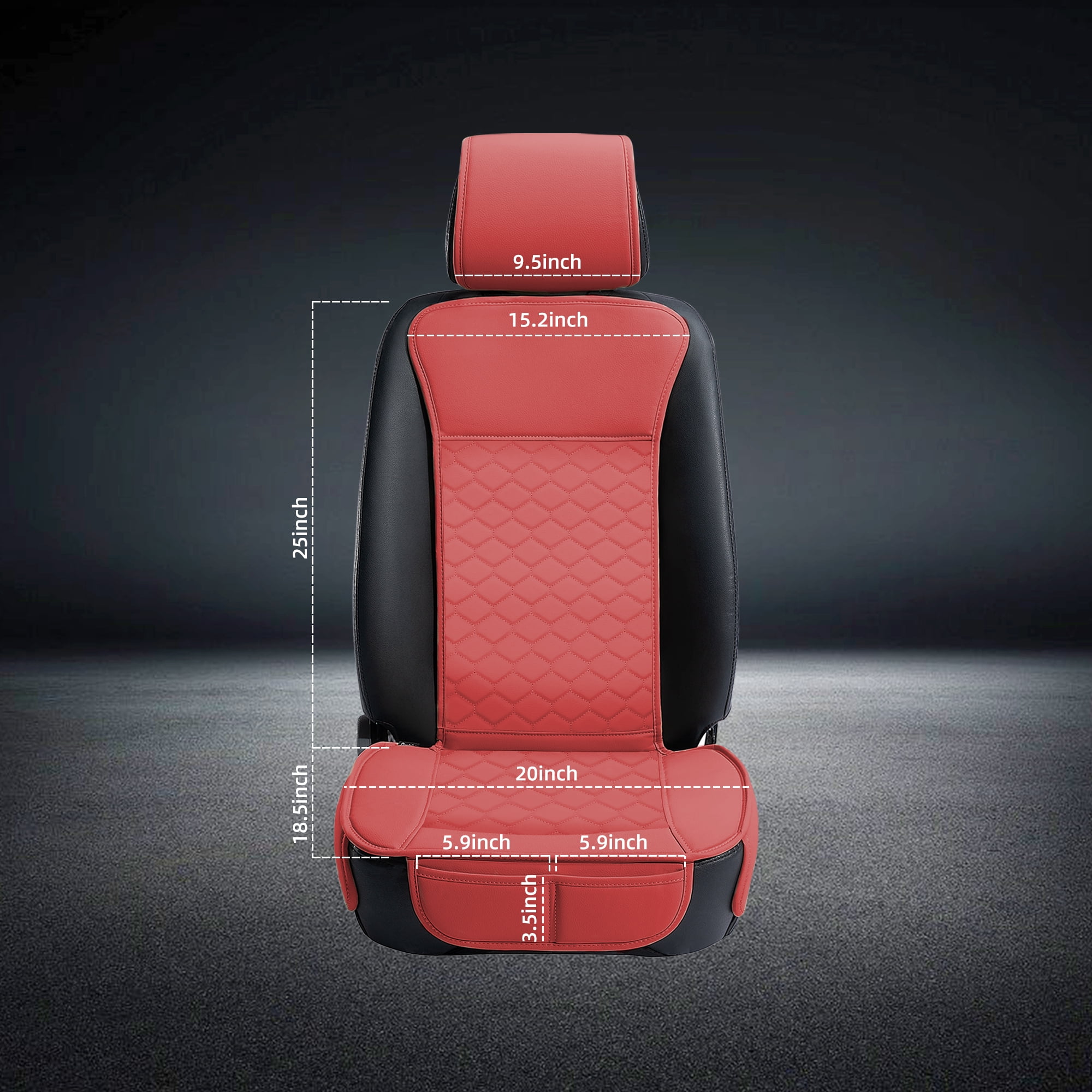Elantrip 2PCs Front Car Seat Covers Leather Water Proof Seat Universal Fit for Most Cars SUVs Red