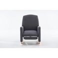 thumbnail image 3 of Rocking Chair, Modern Upholstered Ergonomic Lounge Chair with Adjustable Footrest and Solid Wood Base, Comfy Armchair Reading Chair with Side Pocket for Living Room Bedroom, Dark Gray, 3 of 7