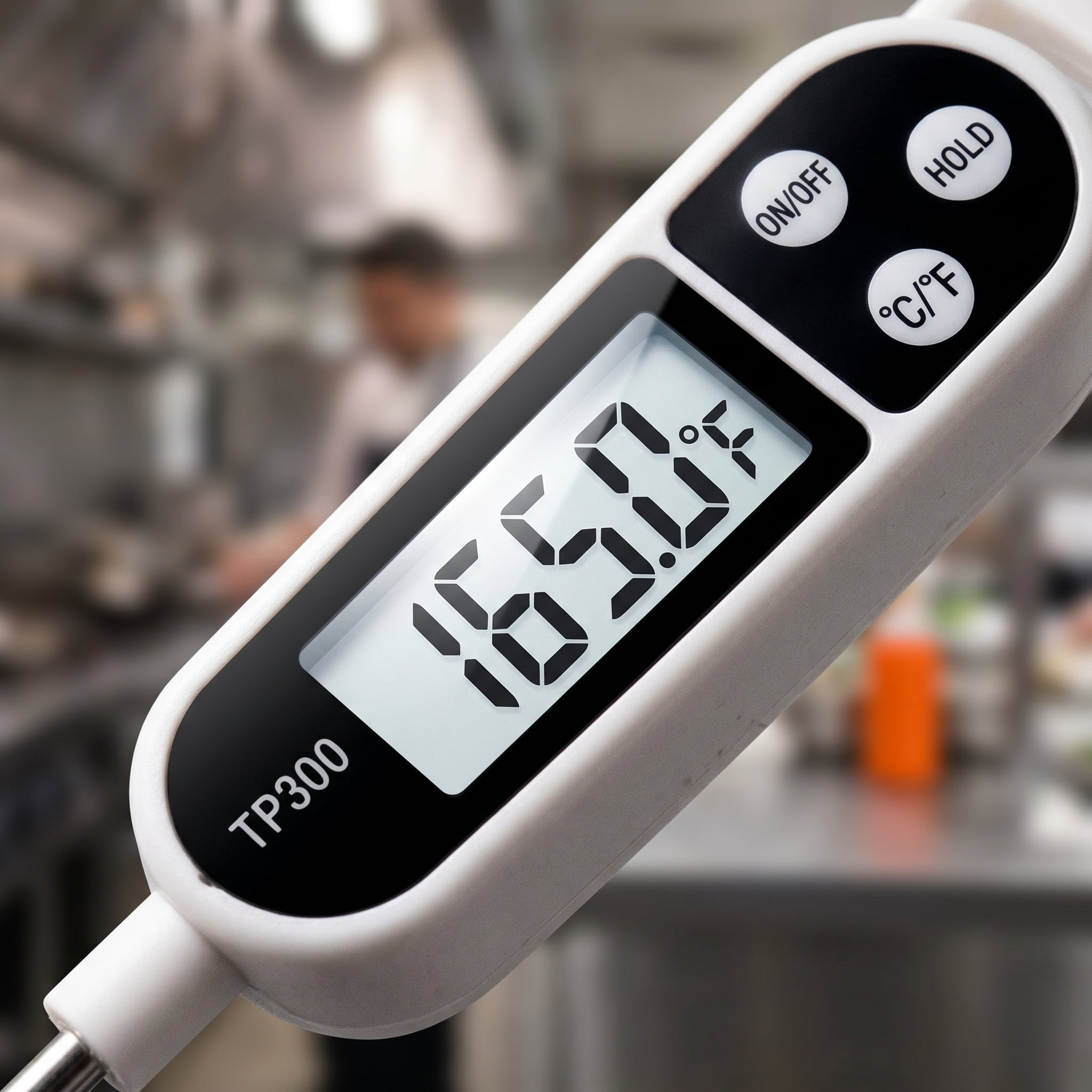 Digital Meat Thermometer with Instant Read LED Display, Food-Grade Stainless Steel Probe for Kitchen Cooking, Waterproof Candy and Liquid Thermometer for Milk,Oil, and Water,Wide Range -58°F to 572°F