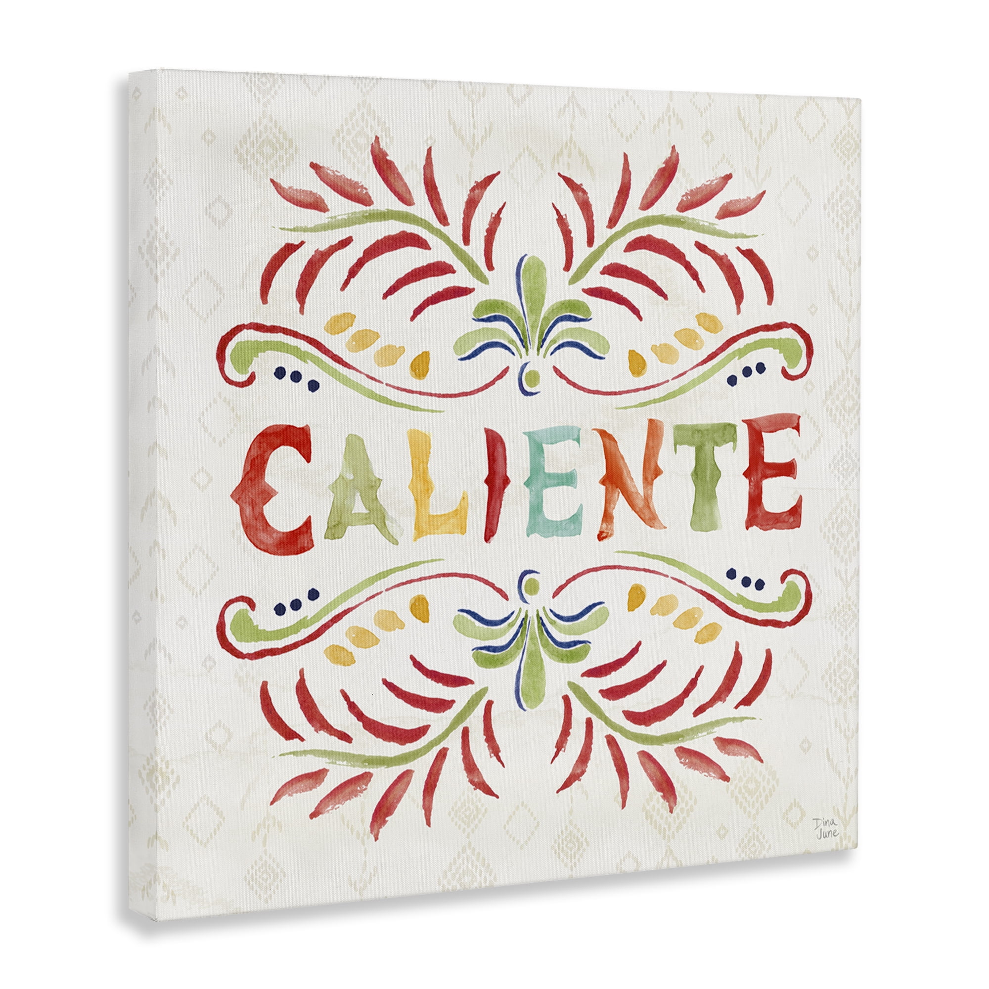 Stupell Industries Caliente con Patrón Vibrante Inspirational Quotes & Sayings Painting Wrapped Canvas Art Print Wall Art, 17 x 17