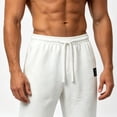 thumbnail image 4 of Ohufall Mens Pants Cotton Linen Straight Leg Elastic Drawstring Waist Pant Solid Color Breathable Holiday Beach Pants, 4 of 4