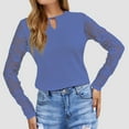 thumbnail image 2 of HONHUZH Lace Tops for Women Solid Color Tunic Tops Stylish Lace Sleeve Blouse for Spring, 2 of 3