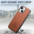thumbnail image 4 of Designed for iPhone 15 Plus Classic Case, Slim Leather Luxury Business PU Non-Slip Texture Grip Shockproof Bumper Protective Phone Cover Men Women For iPhone 15 Plus,Brown, 4 of 8