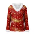 thumbnail image 4 of Rotm Christmas Womens Tops Trim V Neck Christmas Shirt Long Sleeve Tops Solid Casual Xmas Holiday Blouses Womens Novelty Christmas Gifts(Wine,M), 4 of 4