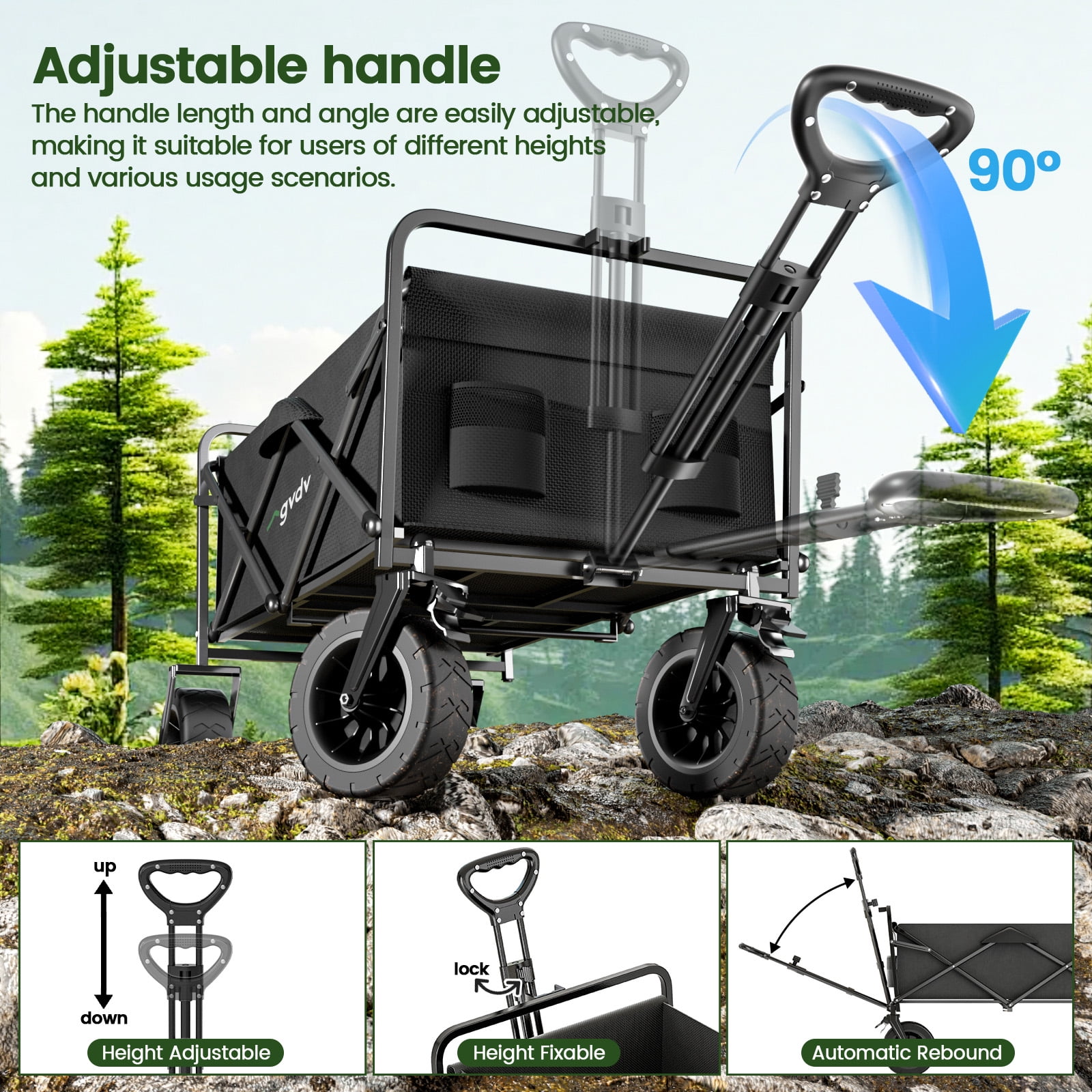 GVDV Folding Wagon for Camping Beach Shopping and Outdoor Use