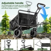 GVDV Collapsible Folding Wagon, 560LBS Large Heavy Duty Utility Cart with All-Terrain Wheels and Adjustable Handles for Shopping, Camping, Sports, Outdoor, Beach, Black