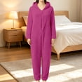 thumbnail image 2 of CQXIDFH Halloween Womens Onesie Sleepwear Fuzzy Ear Hooded Plush Jumpsuit Zip Up Warm Long Sleeve Pajamas with Pockets for Cozy Lounging Soft Comfortable Pajamas for Sleeping, 2 of 5