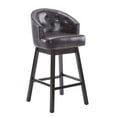 thumbnail image 4 of 2 33.25" Swivel Bar Stools, Dark Brown Upholstered, Solid Rubber Wood, Comfortable & Adjustable Footrest For Home 2pcs Upholstered With Faux Leather, , Footrest, 360° Turn Kitchen,, 4 of 6