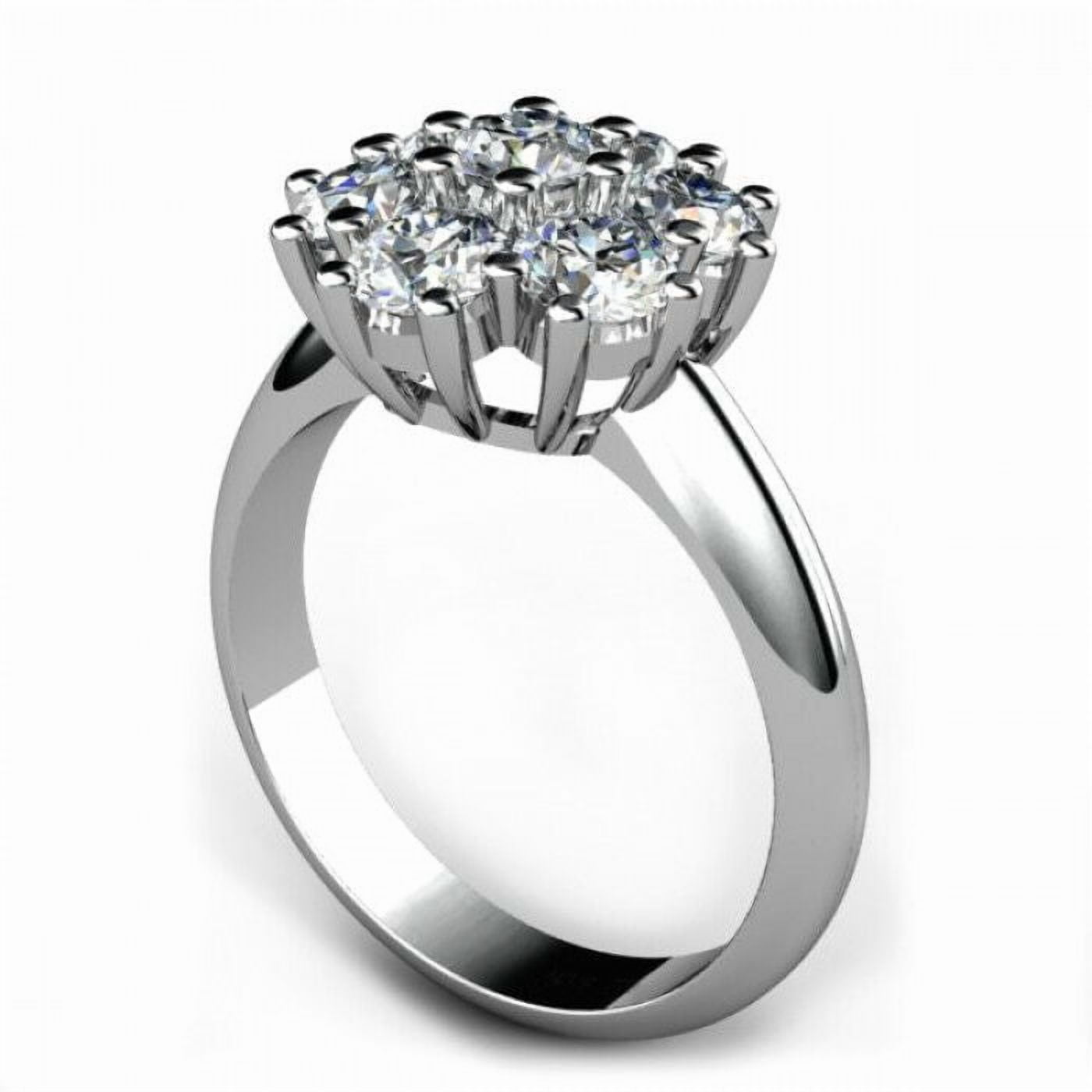 HeartsAndYou 1ct Round Cut Moissanite Flower Cluster Engagement Ring for Women 18k White Gold Over Silver