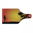 thumbnail image 1 of Aboriginal Cutting Board, Hunting Man with Kangaroo Mouse and Tree Silhouettes, Decorative Tempered Glass Cutting and Serving Board, in 3 Sizes, by Ambesonne, 1 of 2
