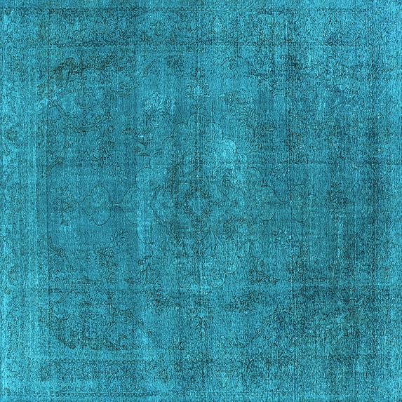Ahgly Company Indoor Square Oriental Light Blue Industrial Area Rugs, 7' Square