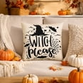 thumbnail image 5 of Halloween Throw Pillow Cover, Ghost Pumpkin Witch Print, Linen Cushion Case, 18x18 Set, Hidden Zipper, Spooky Decor for Sofa Couch by MPOISVA, 5 of 8