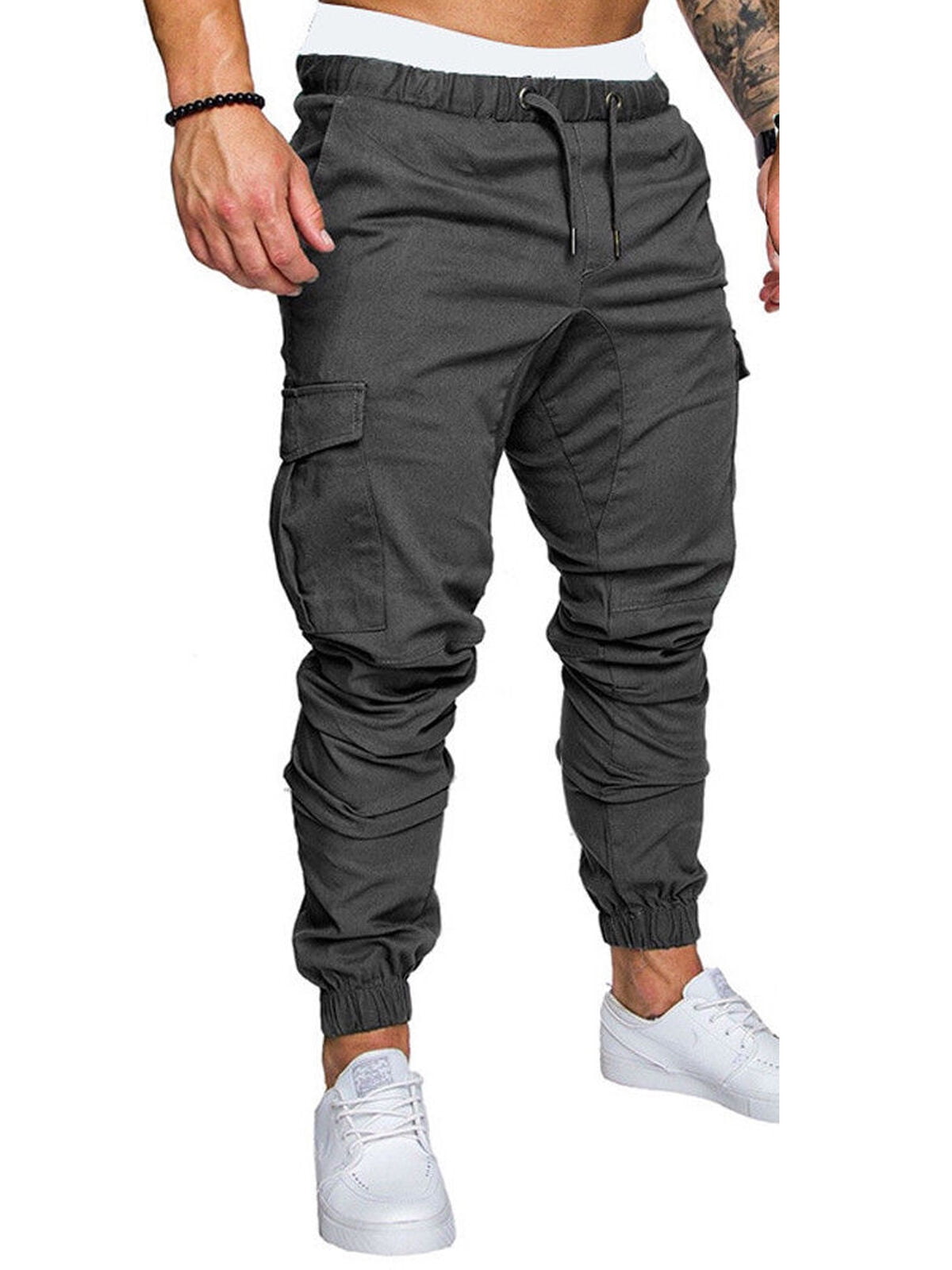 Mens Slim Fit Joggers Pants Outwork Elastic Sports Casual Gym Stretch ...