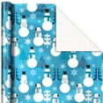 Hallmark Blue Foil Christmas Wrapping Paper with Cut Lines on Reverse