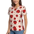 thumbnail image 2 of Honeii Red Ladybug Print Women's Classic V-Neck T-Shirt,Womens Fashion Tops,Stylish Everyday Top for Women, Casual Summer Spring Outfits Clothes-3X-Large, 2 of 5