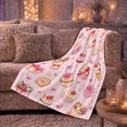thumbnail image 6 of Sweet Cakes Boxes Pattern Cheerful Whimsical Art, Cozy Friendship Quote Scene, Warm Flannel Blanket for Living Room and Reading Nook, Art Lovers Appreciation Gift, Artistic Home Decor, 6 of 9