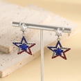 thumbnail image 5 of Patriotic Earrings for Women - 4th of July American Flag Dangle Earrings, PU Leather Red White Blue USA Themed Jewelry, for Independence Day & Everyday Outfits, 5 of 5