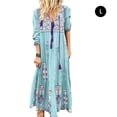 thumbnail image 1 of Vestido largo con estampado floral bohemio Cuello en V Cordón con cordones Ropa de manga larga Kearding AP000133-35B, 1 of 6