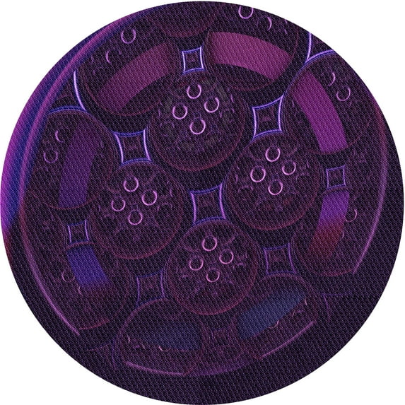 Ahgly Company Machine Washable Indoor Round Transitional Deep Purple Area Rugs, 5' Round