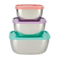 thumbnail image 1 of Tramontina 6-Piece Stainless Steel Tapered Square Container Set with Colored Plastic Lids, Dishwasher Safe, 1 of 5