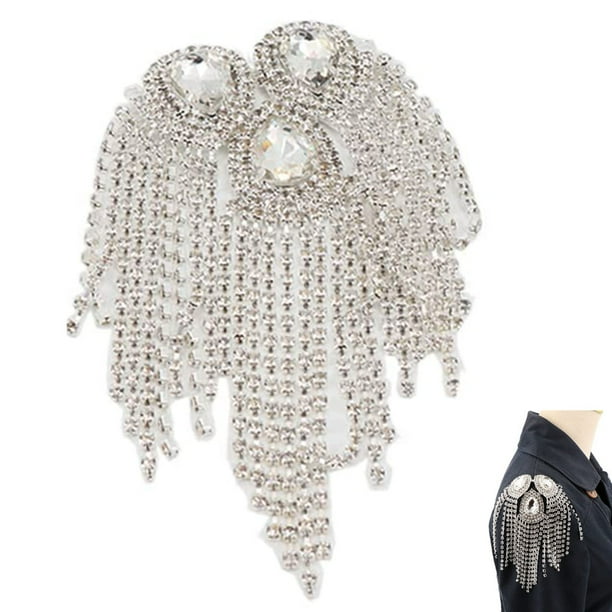 Hombrera de hombro con borla de cadena acrílica, aplique decorativo para mujer