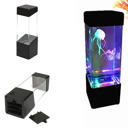 

Opolski Mini Colorful Moving Jellyfish Aquarium Home Office Night Light LED Lamp Tank