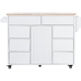 thumbnail image 5 of Kitchen Cart with Rubber Wood Countertop ,Cosymart Kitchen Island has 8 Handle-Free Drawers Including a Flatware Organizer and 5 Wheels for Kitchen Dinning Room, White, 5 of 9