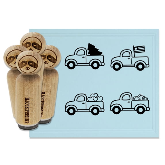 Holiday Truck Valentine's Day July 4th Halloween Christmas Rubber Stamp Set for Scrapbooking Crafting Stamping - Large 1-1/4 Inch