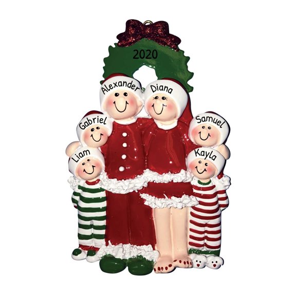 Personalized Family Christmas Ornament 2024- Family Ornament 2024 Family of 6 Santa Pajamas Ornament