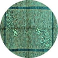 thumbnail image 1 of Ahgly Company Machine Washable Indoor Round Abstract Turquoise Blue Contemporary Area Rugs, 5' Round, 1 of 4
