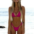thumbnail image 2 of Gibobby Women Triangle Bikini Sets String Two Piece Halter Swimsuits with Tie Side Bottom(Watermelon Red,S), 2 of 7