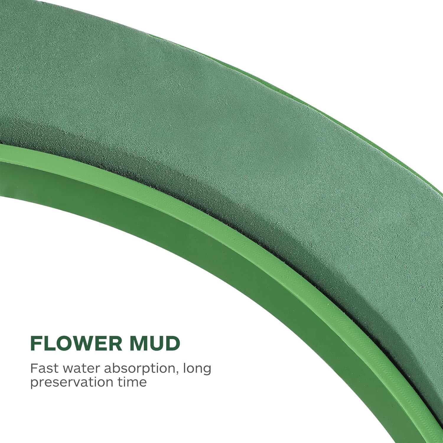 ABPETE Floral Foam with Sucker, 16.5 Inch Round Floral Wet Foam Ring Artificial Arrangements Mud for DIY Flower Arrangement, Wedding Car Decoration Tool, Green