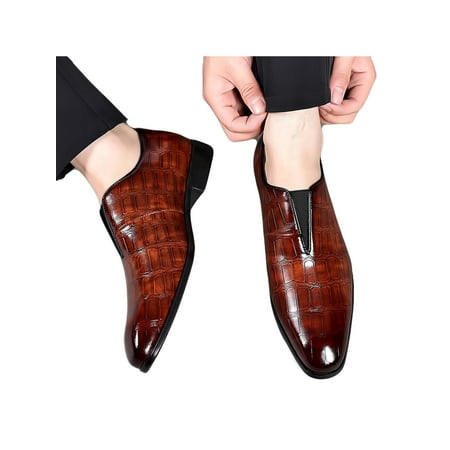 

Avamo Men s Party Glossy Pointed Toe Flats Mens Work Vintage Low Top Comfort Anti-slip Dress Shoes Dark Brown 5.5