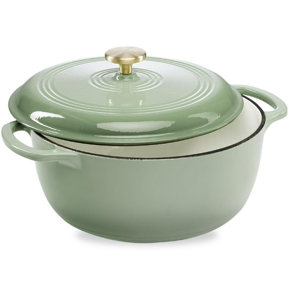 Best Choice Products 7.5 Quart Enamel Cast-Iron Round Dutch Oven, Family Style Heavy-Duty Pre-Seasoned Cookware for Home, Kitchen, Dining Room, Oven Safe w/Lid, Dual Handles - Sage Green