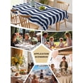 thumbnail image 5 of Navy Blue Moire Table Cloth, Water Ripple Stripe Farmhouse Waterproof Tablecloth for Square Tables, Reusable Washable Fabric Table Cover for Restaurant Kitchen Dining Tables 60"x60", 5 of 6