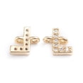thumbnail image 2 of Brass Micro Pave Cubic Zirconia Links Connectors Long-Lasting Plated Letter Clear Real 18K Gold Plated Letter.L 7x7x2.8mm Hole: 1.2mm, 2 of 3