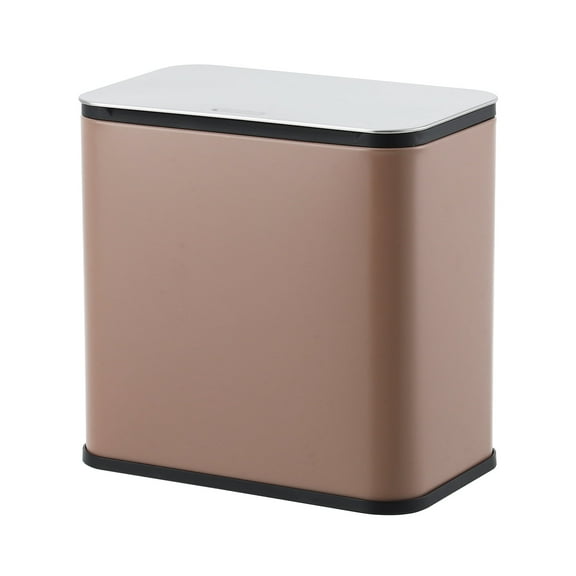 1.3 Gallon Trash Can, Stainless Steel Kitchen Garbage Bin with Inner Bucket and Charcoal Filter for Kitchen Bedroom Office - Brown