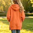 thumbnail image 5 of Qingpeng Big Kids Side Slit Hooded Pullover Top Longline Long Sleeve Sweatshirt with Front Pocket, 5 of 8
