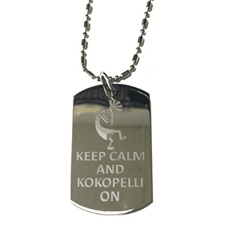 - Keep Calm and Kokopelli On Rasta - Military Dog Tag, Luggage Tag Metal Chain Necklace